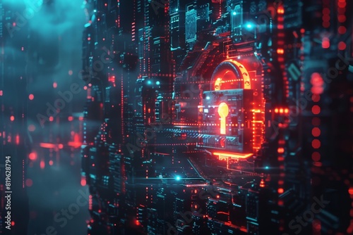 Technology Cybersecurity internet network concept, user privacy security and encryption, secure internet access Future technology and cybernetics, internet security, screen with padlock, antivirus