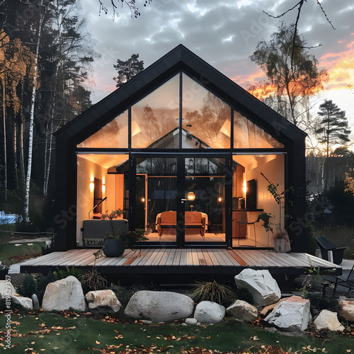 tiny vontainer house minimalist nordic style Ai generative 