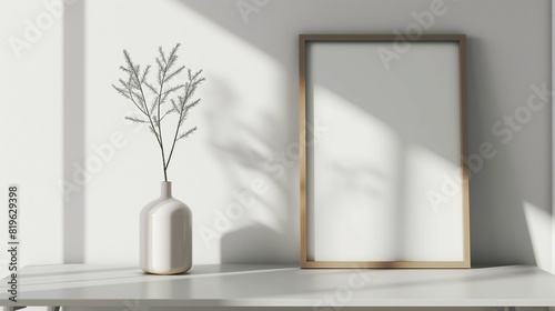 frame mockup  wall poster frame  simple home room background