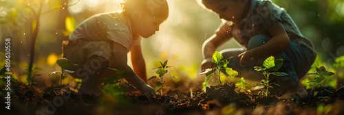 Family Gardening Together: Symbolizing Peace of Mind and Security with Life Insurance for a Protected and Cherished Future photo