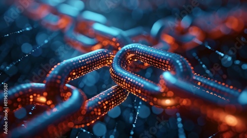 A chain of links with a blue background photo