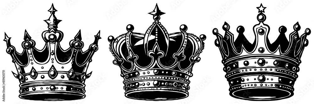 Crown. Black and white illustration for use in graphics. Generated by Ai Crown. Black and white illustration for use in graphics. Generated by Ai