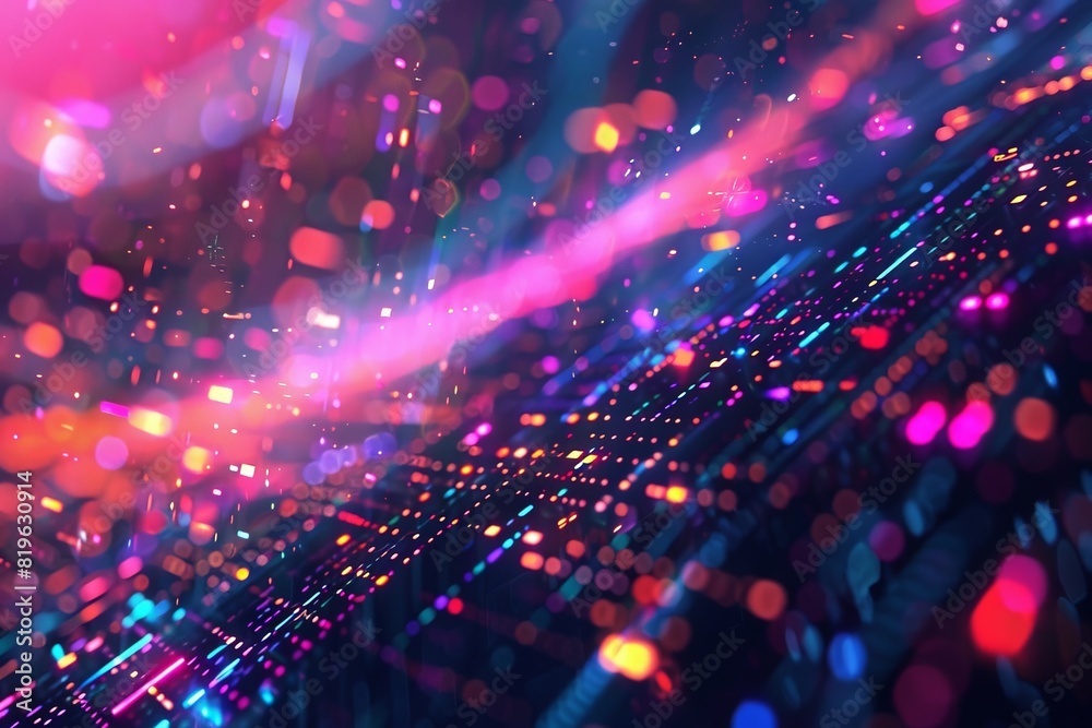 Digital Abstract Hud Background Colorful, Can Be Used For Digital Data Network, Technology, Finance Concepts (Depth Of Field) 