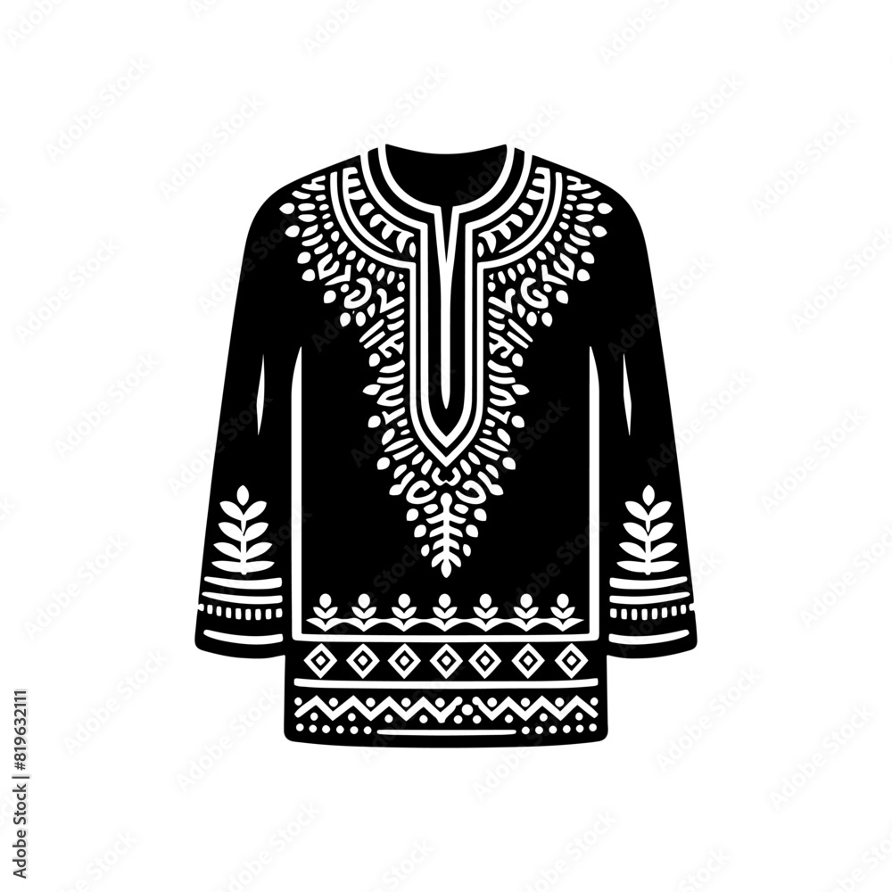 Vibrant Dashiki Silhouette: Striking Vector Art Celebrating the Bold