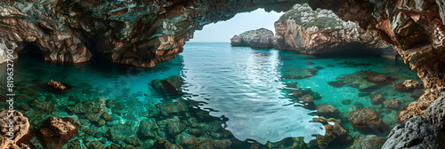 Exploring Portugals Hidden Grottoes: Stunning Rock Formations and Crystal Clear Waters Revealed in a Magical Photo Realistic Exploration photo