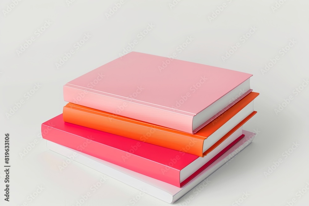 3D Rendering Featuring Pink, Red, and Orange Books, Embracing Minimalistic Simplicity 3D Rendering Featuring Pink, Red, and Orange Books, Embracing Minimalistic Simplicity
