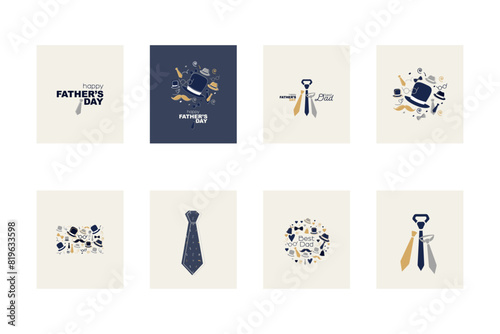 Father's Day card set. Modern design.	