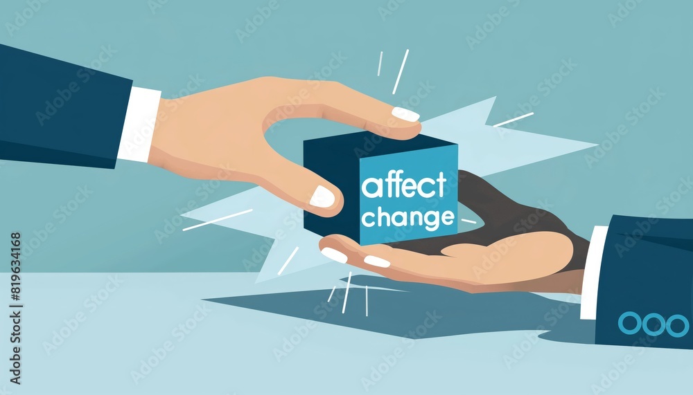 A man is holding a box with the word Affect Change written on it generated by AI A man is holding a box with the word Affect Change written on it generated by AI