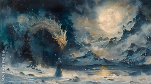 The knight’s breath formed clouds in the frigid air, merging with the steam from the dragon’s nostrils in the painting.