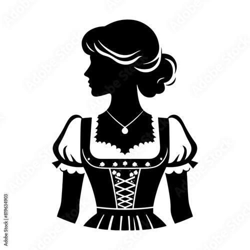 Charming Dirndl Silhouette: Delightful Vector Art- Elegance and Cultural Heritage of Bavarian Traditional Dress- Dirndl Illustration- Dirndl Vector.