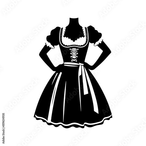 Charming Dirndl Silhouette: Delightful Vector Art- Elegance and Cultural Heritage of Bavarian Traditional Dress- Dirndl Illustration- Dirndl Vector.