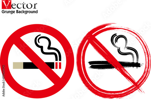 Smoking Prohibition Sign Grunge worn style. No smoking sign. Forbidden sign icon isolated on white background vector illustration