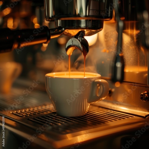 espresso machine during making an espresso