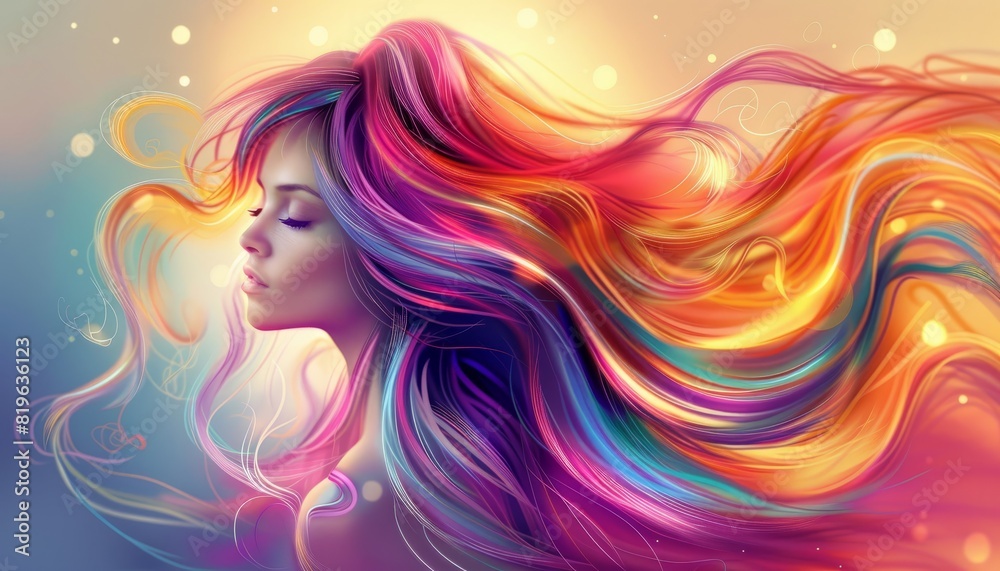 An image featuring a colorful long hairstyle, ideal for fashion or beauty-focused content