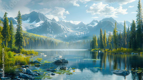 Discover Canadas secret lakes  Photo realistic views of untouched wilderness and serene spots perfect for connecting with natures beauty  stock photo concept