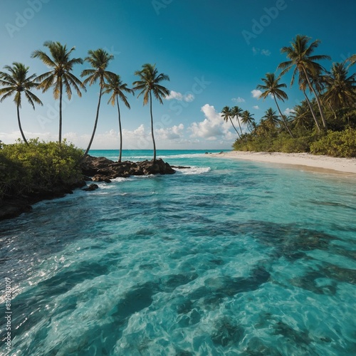 "Laughter is sunshine for the soul."Background: A turquoise beach with palm trees swaying in the breeze.