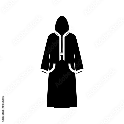 Stylish Djellaba Silhouette: Contemporary Vector Art of Timeless Charm and Cultural Significance of North African Robes- Minimalist Djellaba Vector- Djellaba Illustration.