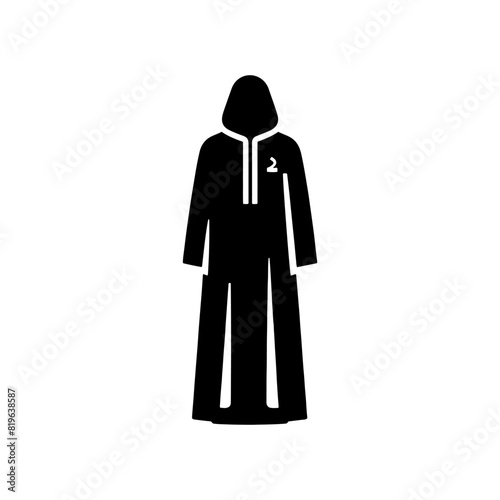 Stylish Djellaba Silhouette: Contemporary Vector Art of Timeless Charm and Cultural Significance of North African Robes- Minimalist Djellaba Vector- Djellaba Illustration.