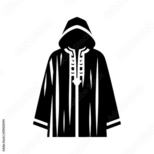 Stylish Djellaba Silhouette: Contemporary Vector Art of Timeless Charm and Cultural Significance of North African Robes- Minimalist Djellaba Vector- Djellaba Illustration.