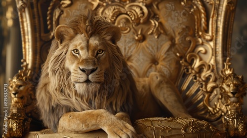 King Lion on Throne Closeup