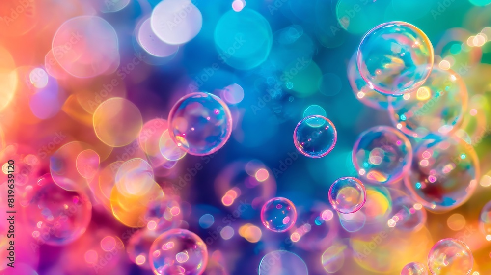 Abstract background featuring colorful floating bubbles and vibrant bokeh lights, creating a dreamy effect. Abstract background featuring colorful floating bubbles and vibrant bokeh lights, creating a dreamy effect.