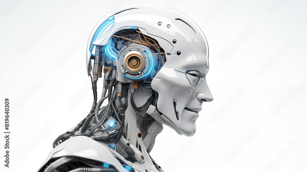 White robot cyborg. Concept of Artificial intelligence and technology White robot cyborg. Concept of Artificial intelligence and technology