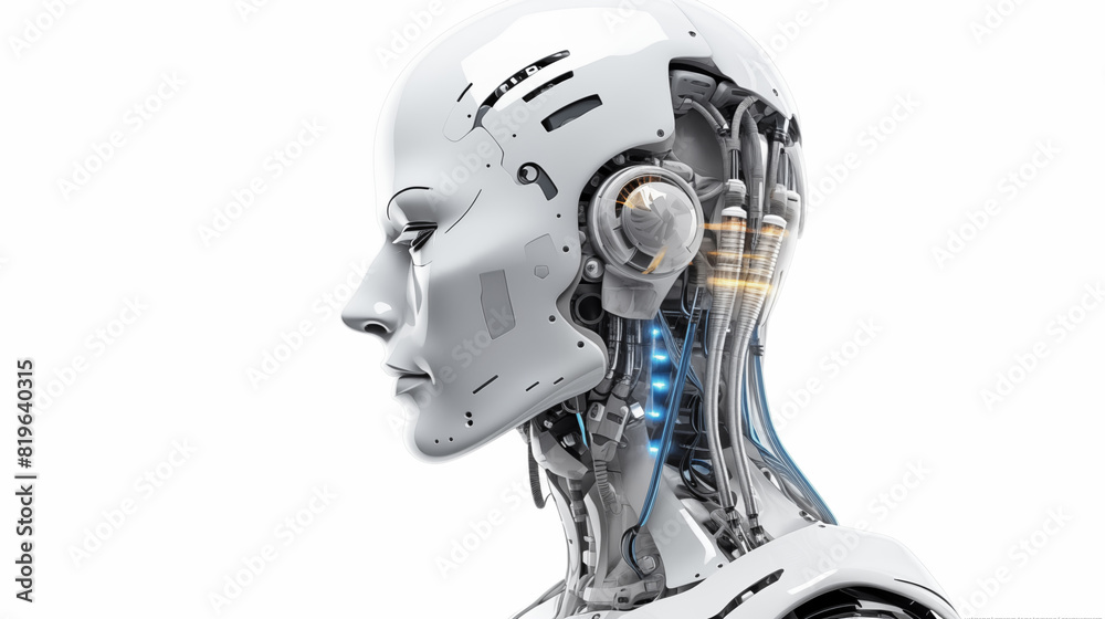 White robot cyborg. Concept of Artificial intelligence and technology White robot cyborg. Concept of Artificial intelligence and technology