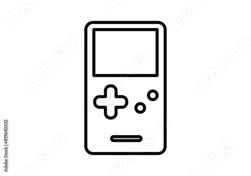Icono negro de videoconsola portátil en fondo blanco.