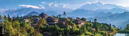 Scenic Hiking Trails Capture the beauty of scenic hiking trails around Lijiang Old Town with images of visitors trekking through lush forests, terraced fields, and alpine meadows, enjoying panoramic v