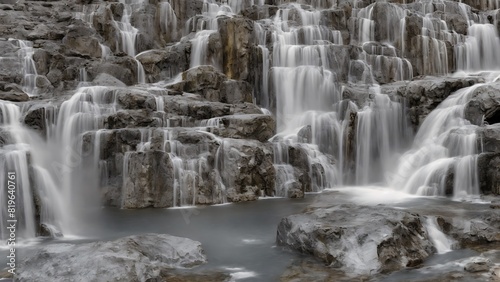 Waterfalls in the mountains flow into rivers