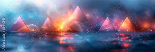 Digital painting featuring a collection of ancient pyramids in a desert landscape photo