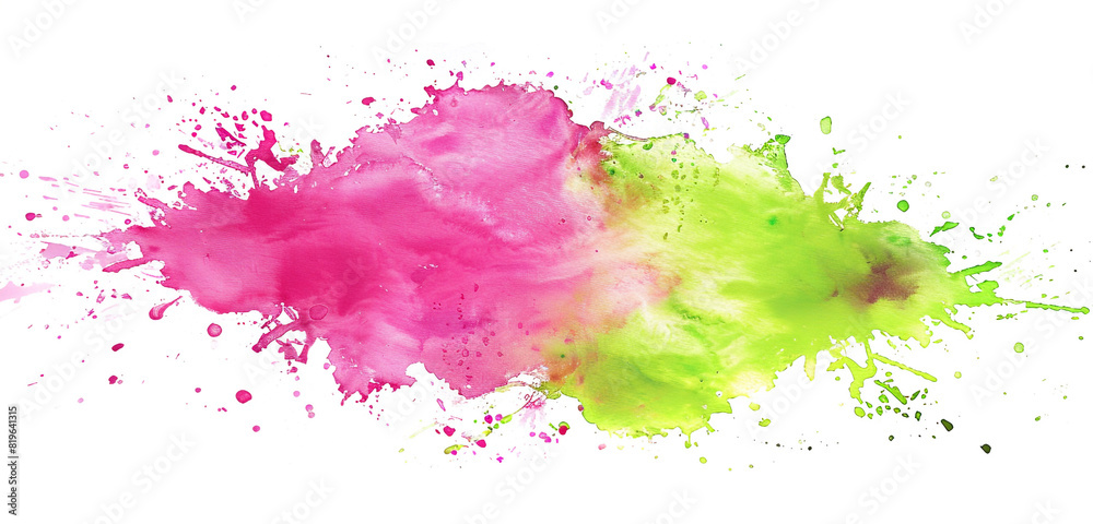 Obraz premium Lime green & neon pink watercolor splash art.
