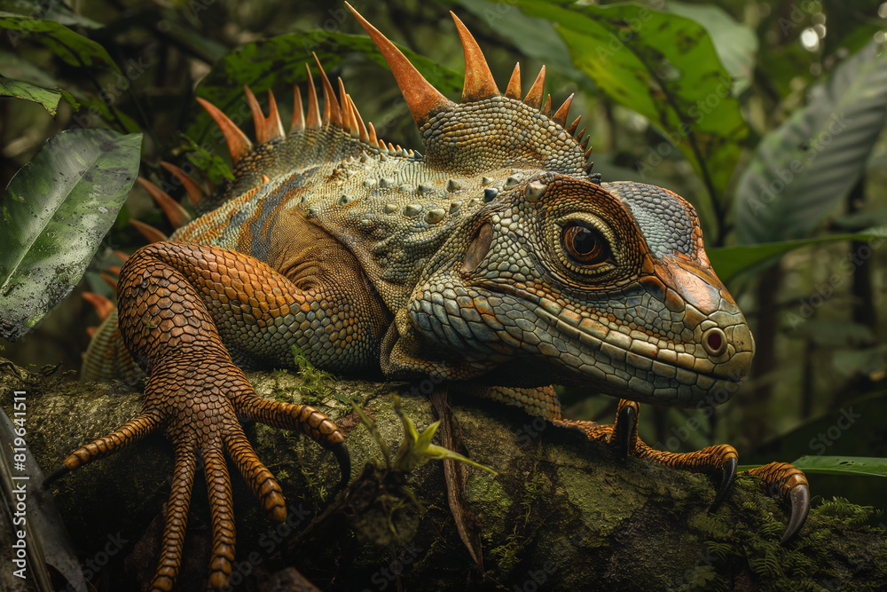 animal by ai // undiscovered new species, iguana with a long spiky tail in the rainforest, large eyes and vividly colored skin, photorealistic // ai-generated animal by ai // undiscovered new species, iguana with a long spiky tail in the rainforest, large eyes and vividly colored skin, photorealistic // ai-generated