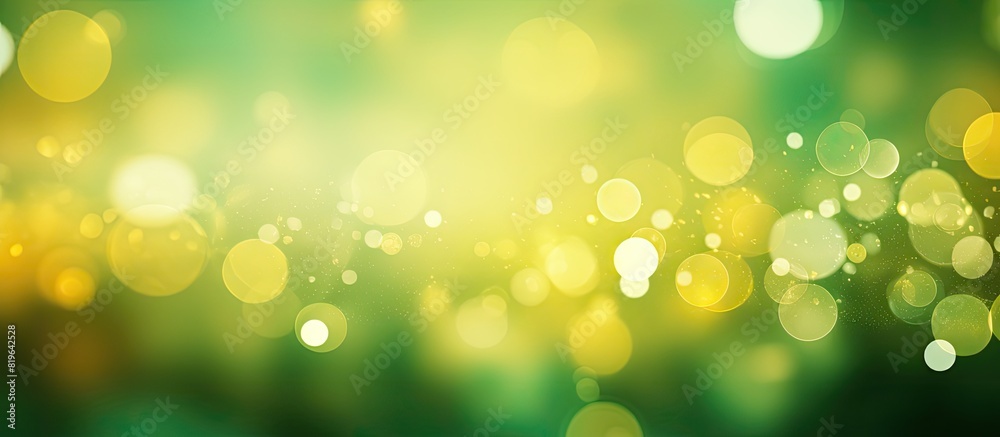 Background of bokeh colors in green and yellow tones with sunlight peeking through perfect for a copy space image