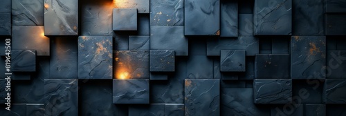 Wall composed of blocks exuding flames