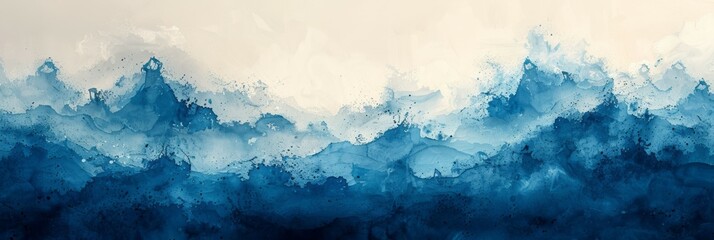 Fototapete Nautischer Stil Blaue und weisse Wellen Malerei  © VAshowcase