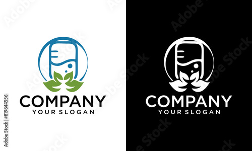 Creative modern concept infusion and leaf logo design. leaf with infusion logo