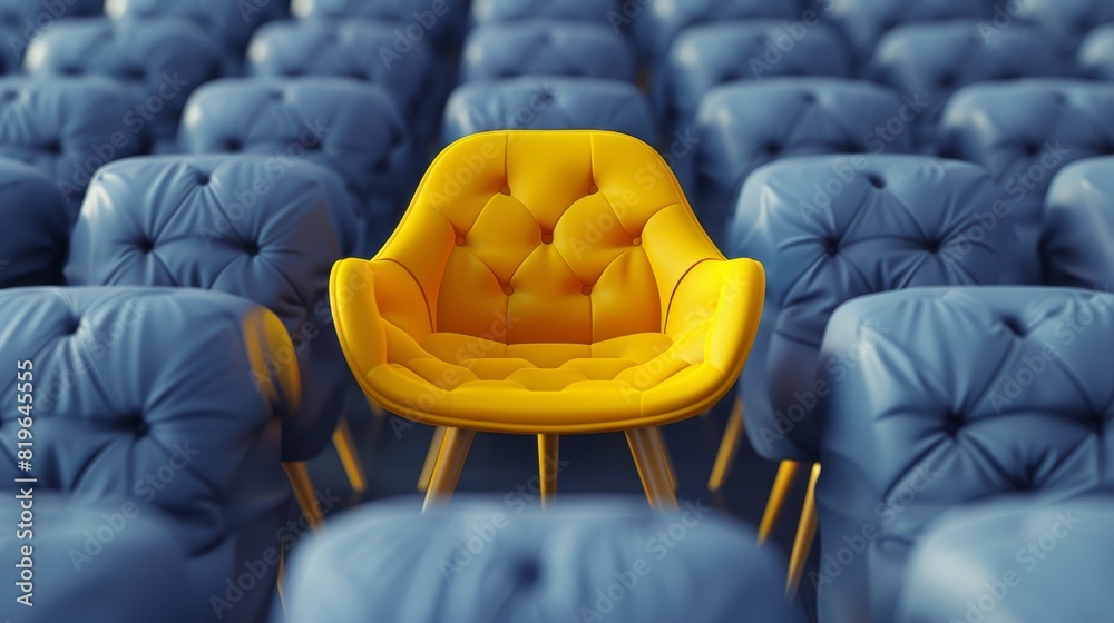 Fototapeta premium Be Different: Yellow Chair Business Concept