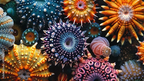 Portray the symbiotic relationships between sea urchins and other marine organisms