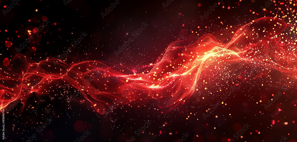 Fototapeta premium Fire red wave dark widescreen move.