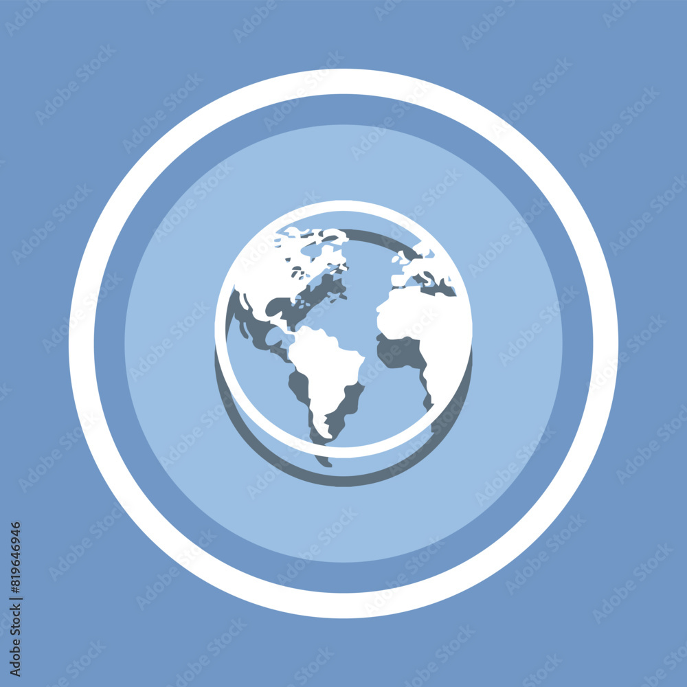 Globe Icon Vector. Earth icon vector in trendy flat style. Planet icon image, Planet icon illustration isolated on blue background Globe Icon Vector. Earth icon vector in trendy flat style. Planet icon image, Planet icon illustration isolated on blue background