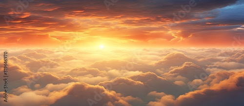 Stunning sunset scene with dramatic clouds adding depth and beauty to the sky creating a perfect copy space image