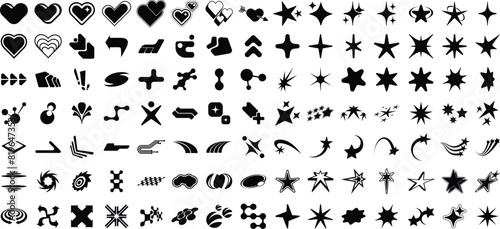 Elements, symbols and objects y2k style. Vector Graphic Elements Collection photo