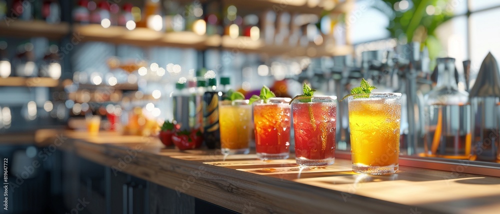 A variety of beverage substitutes on a cafe counter, modern, bright and clean, photorealistic, high detail 8K , high-resolution, ultra HD,up32K HD A variety of beverage substitutes on a cafe counter, modern, bright and clean, photorealistic, high detail 8K , high-resolution, ultra HD,up32K HD