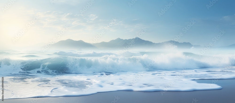 Scenic beach with crashing waves in the background ideal for a copy space image