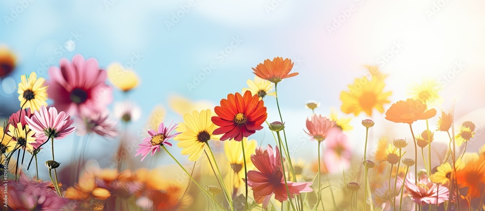 Vibrant flowers basking in sunlight with copy space image Vibrant flowers basking in sunlight with copy space image