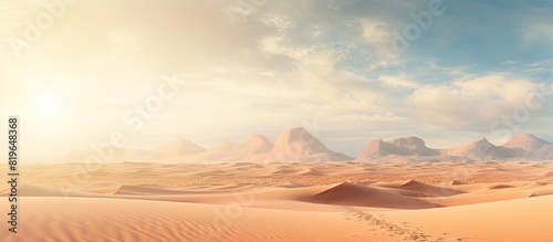 Imprints in the pale desert sands create a serene scene with copy space image