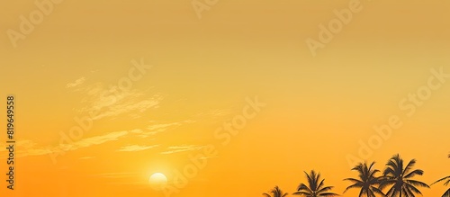 In tropical countries during summer evenings the sky turns a beautiful shade of yellow gold with ample copy space image