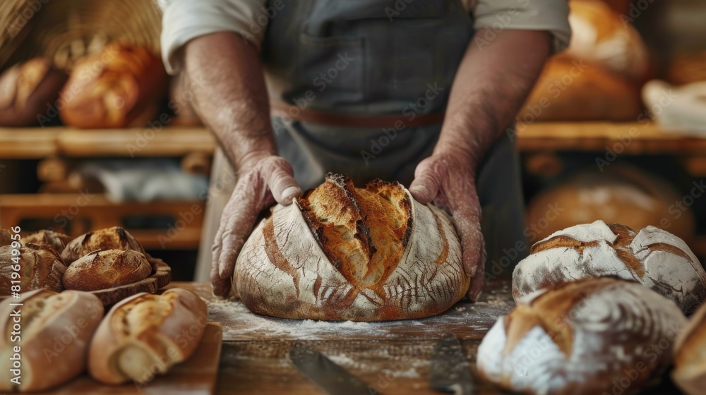 Baker Presenting Fresh Artisan Bread