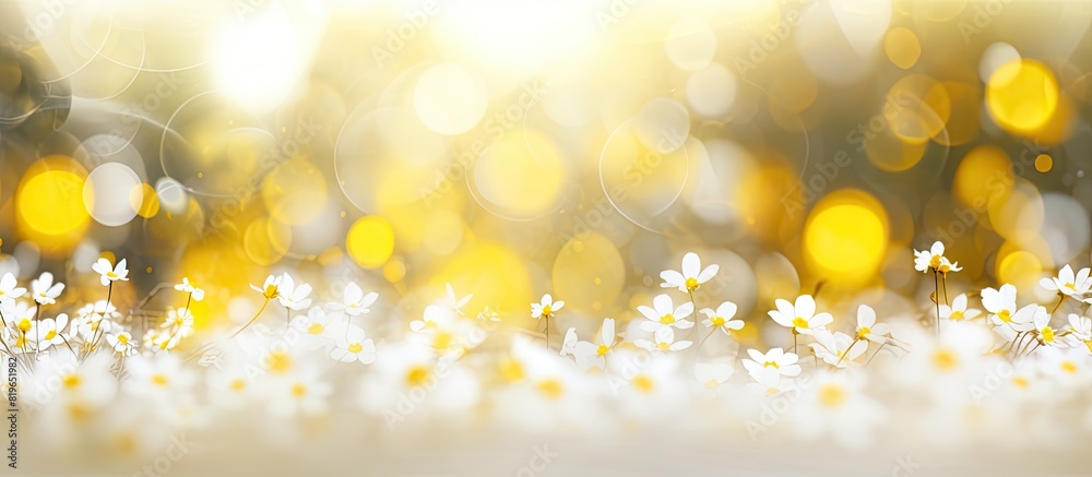 Bokeh of yellow and white hues blending seamlessly in a natural setting with copy space image